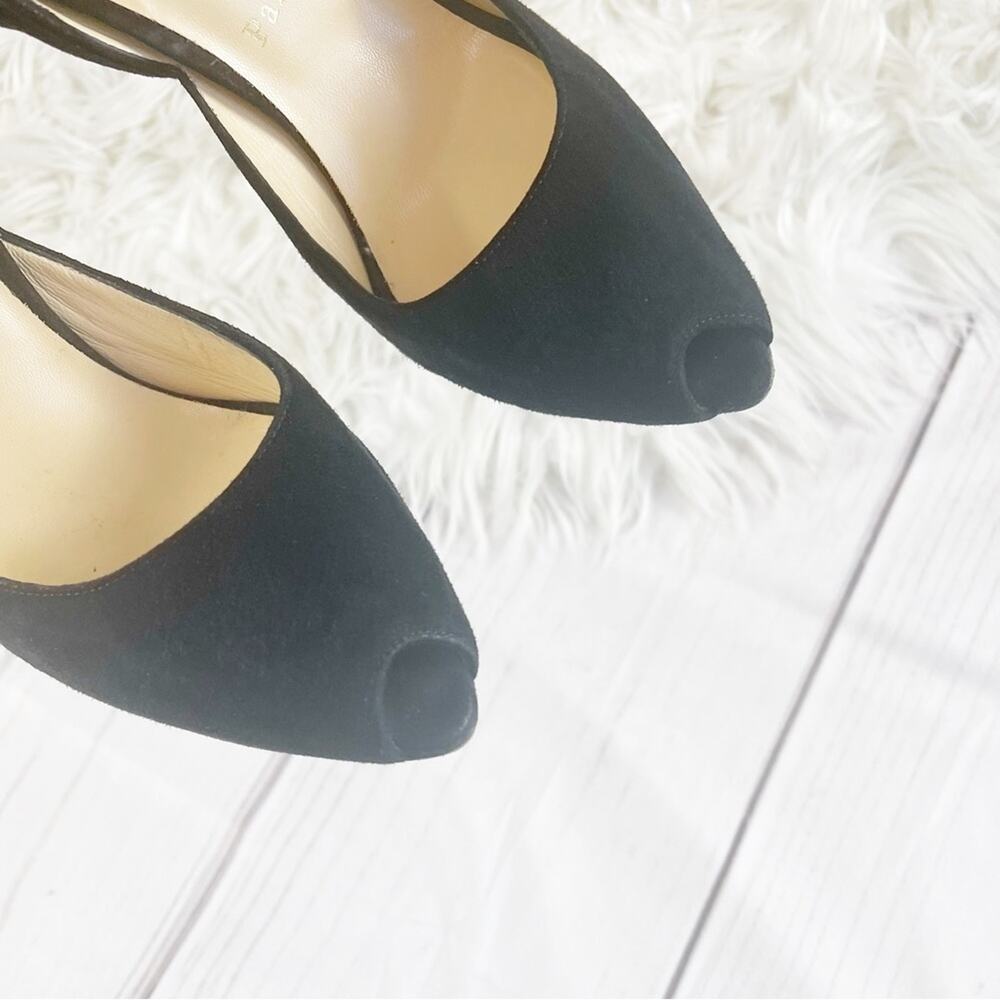 Christian‎ Louboutin Barbara 100mm Women's Black Suede Peep Toe Heels Size 39 - Picture 7 of 8